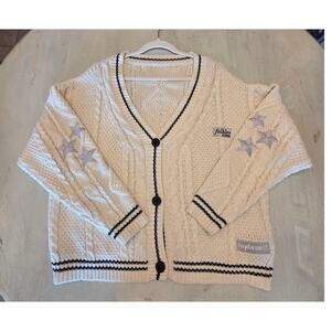 Taylor Swift Folklore Cardigan Cable Knit Star Embroidery Sweater